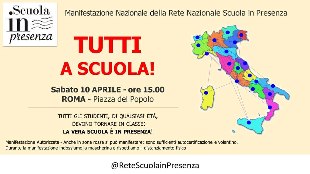 3° Manifestazione Rete Nazionale “Scuola in Presenza” | Roma | 10 Aprile h 15.00